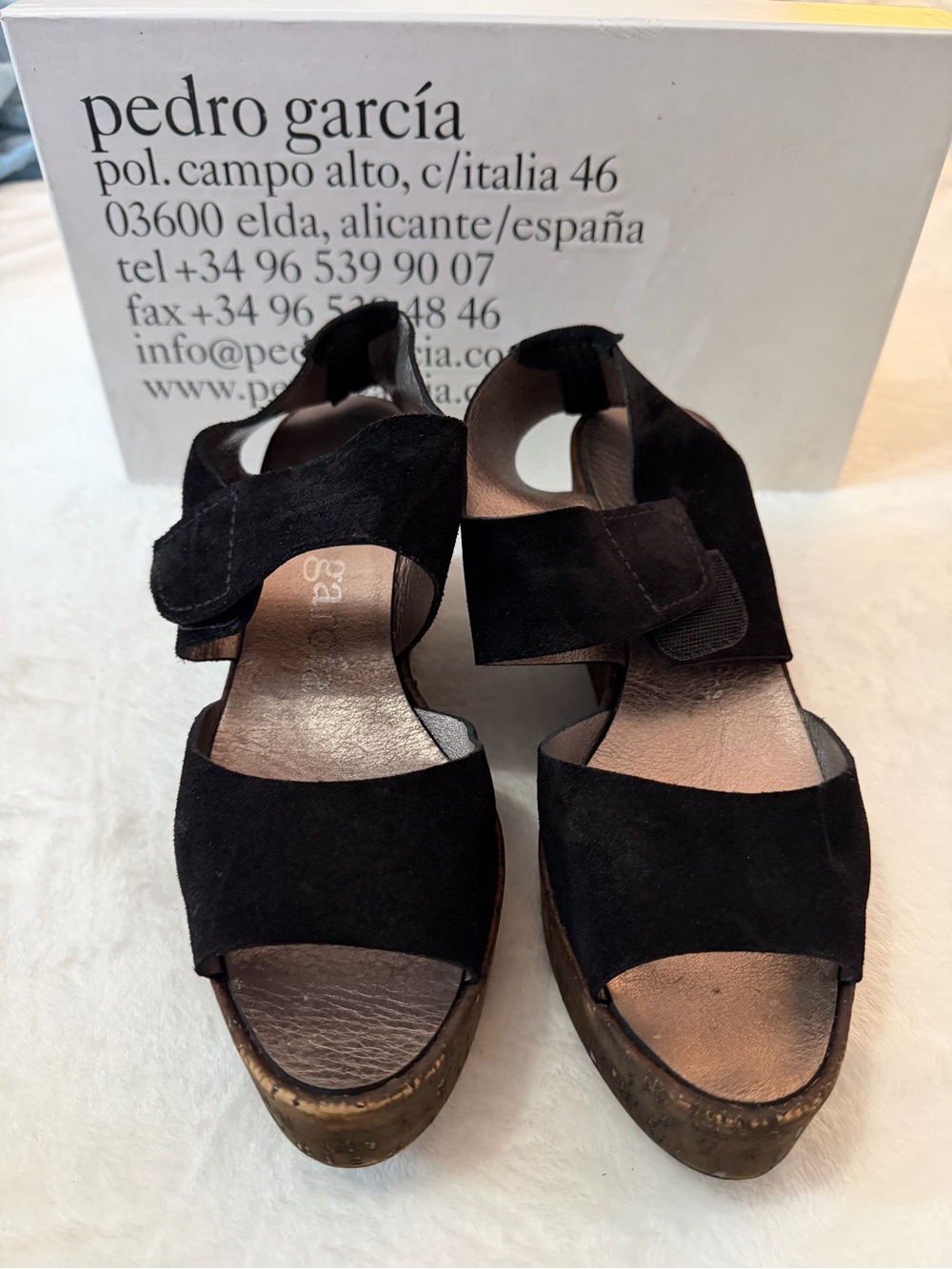 Pedro Garcia Black Suede Wedge Sandals